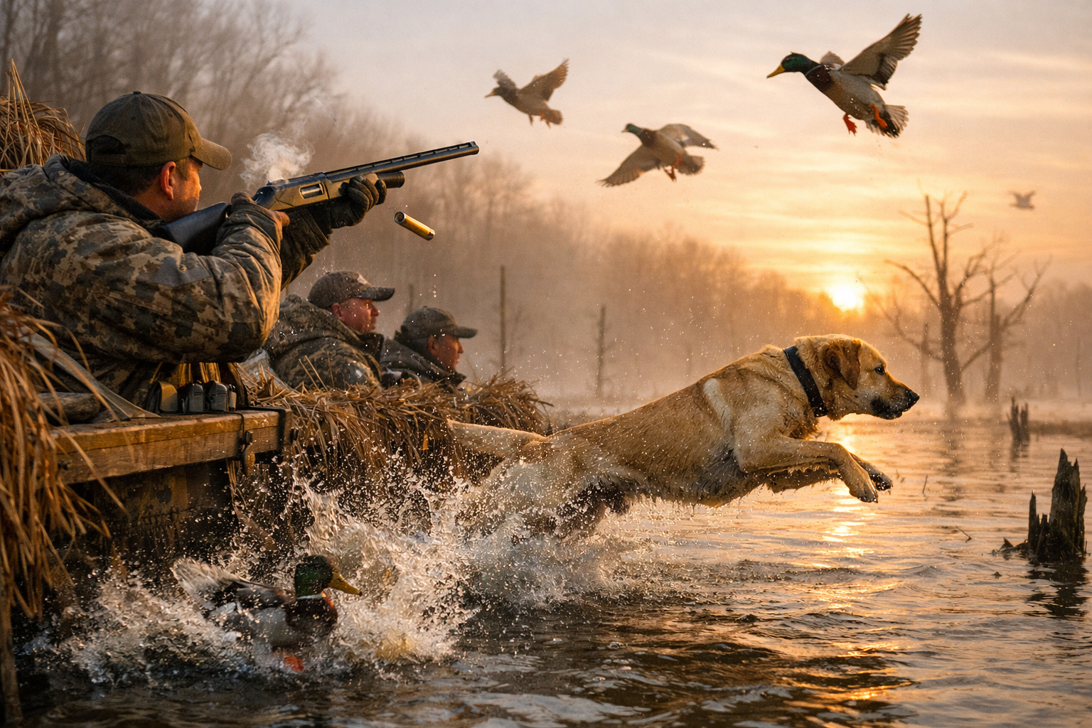 Lab retrieving in the timber